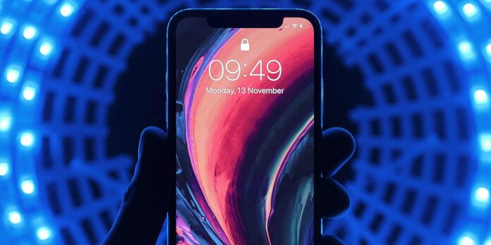 iPhone with a glowing background