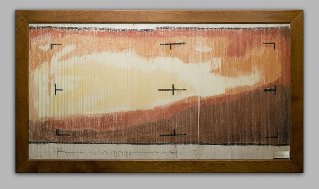 Hand-drawn view of the surface of Mars, created with data from the Mariner 4 flyby in 1965