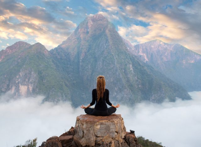 quiet mountain yoga background