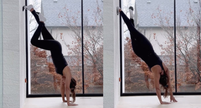 'ET Canada' host Sangeeta Patel takes on the 'crazy' handstand challenge: 'Queen of Fitness!'

