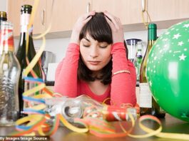 Drinking too much alcohol can cause a hangover the next day, which can lead to nausea, vomiting, headache, dizziness, and diarrhea.